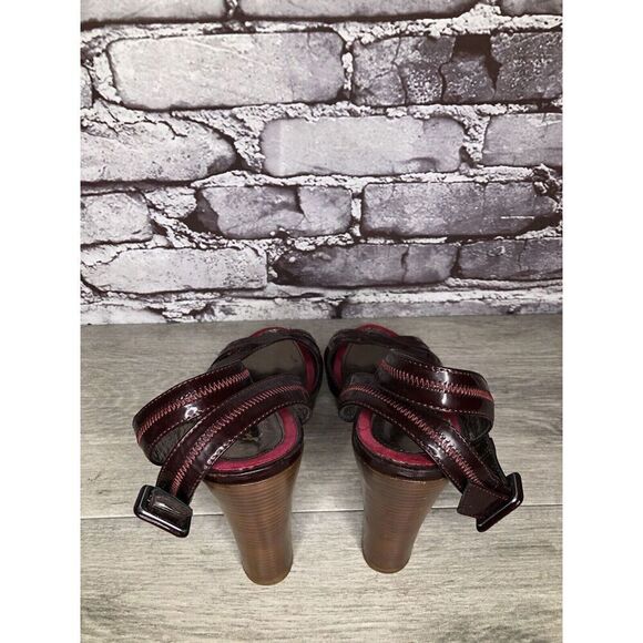 7 Seven For All Mankind Purple Patent Platform Sandals Heels Women Sz 37EU/6.5US - Picture 7 of 16